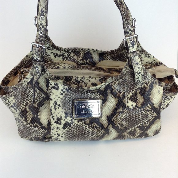 Nicole Miller Faux Python Shoulder Bag